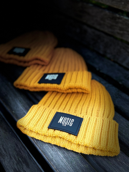 "MUSIC" Cable Knit Beanie